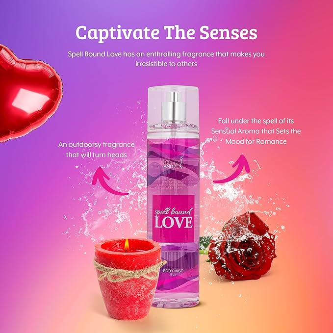 Home Spa Gift 10oz Deep Moisturizing Fragrance Body Lotion & 8 oz. Fine Fragrance Body Mist Set Luxury Self-Care Combo for Women and Girls (Spell Bound Love) Mother’s Day Gift for Mom