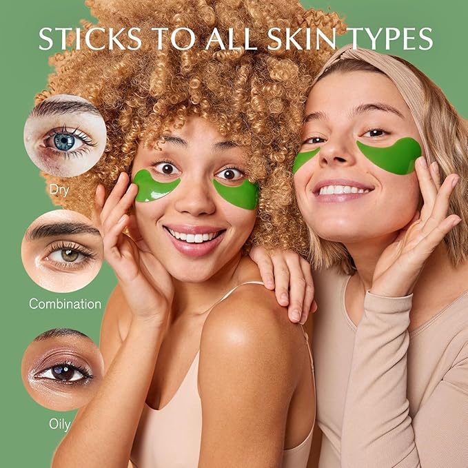 Under Eye Patches Dark Circles: 30 Pairs Collagen Eye Masks for Wrinkles and Puffy Eyes - Green Tea Eye Skin Care Gel Pads - Eye Bags/Fine Line Treatment for Men and Women