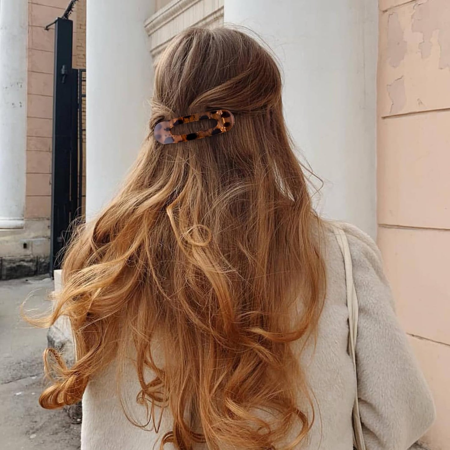 8 Pcs Large Lay Flat Claw Clips for Women French Side Slide Barrettes for Thin Fine Hair Rectangle Alligator Hair Accessories, Bright Black Tortoiseshell