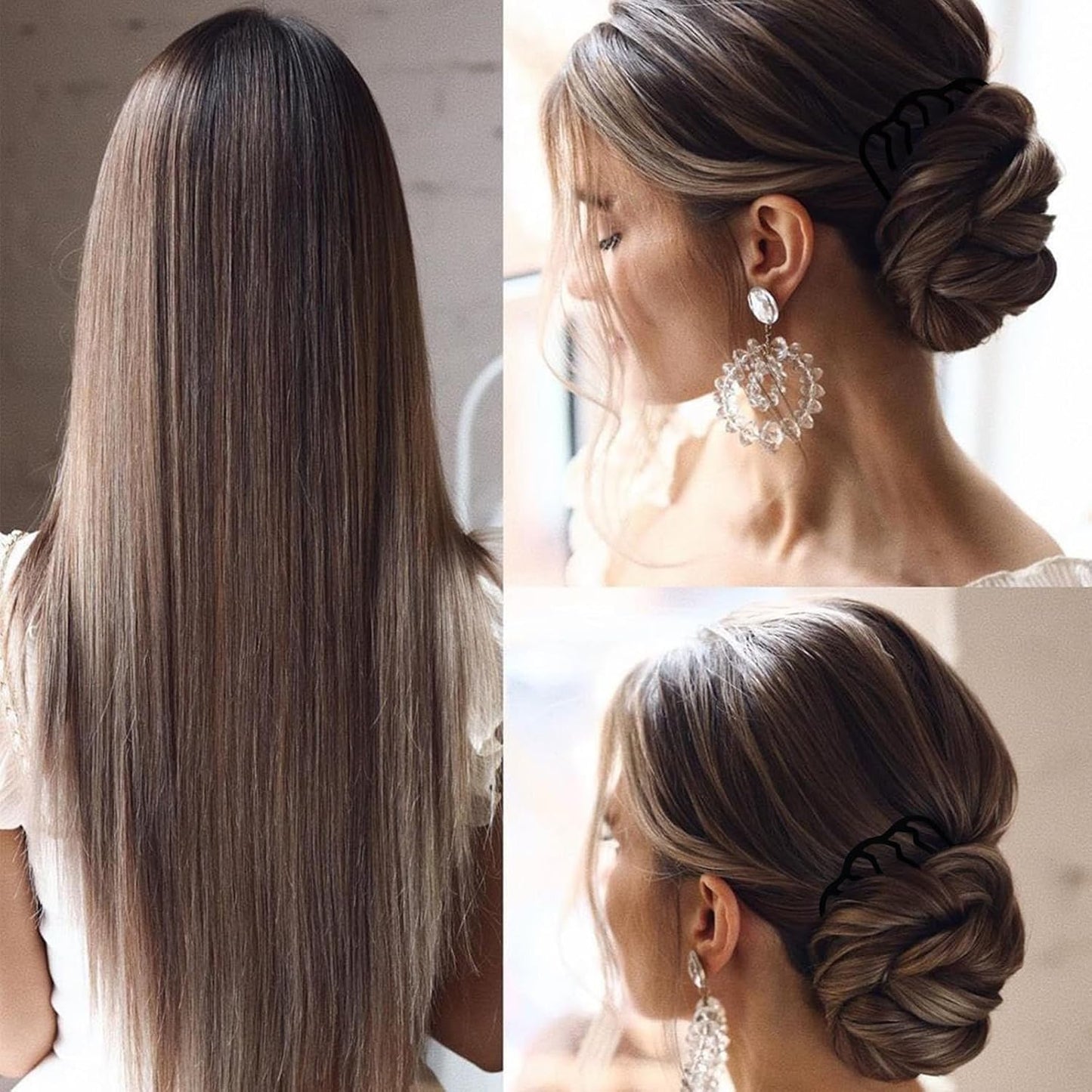 11 Pieces Hair Side Combs Metal Hair Fork Clip French Twist Comb Updo Hair Stick, U-Shape Teeth Styling Tools Messy Bun Maker Vintage Hairstyle Hair Pins Hair Accessories for Women and Girls