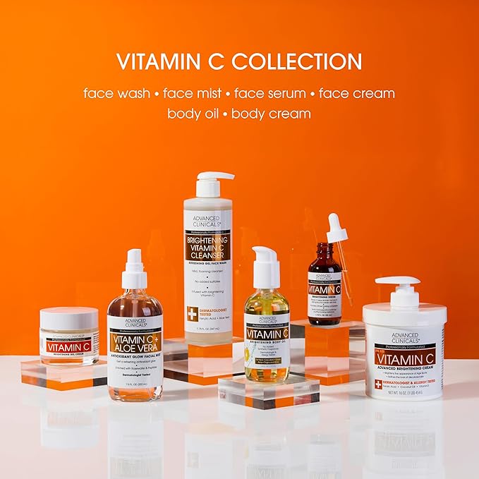 Advanced Clinicals Vitamin C Body Oil Skin Care Moisturizer W/Vitamin E & Turmeric - Nourishing, Brightening, & Hydrating Body Oil To Improve Look Of Dark Spots, Dry Skin, & Stretch Marks, 3.8 Fl Oz