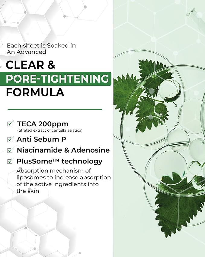 CENTELLIAN 24 Madeca Mask (Pore Tightening, 20pc) + Double Tightening Ampoule Pad (5.58fl oz x 60 pcs) - Korean Skin Care for Pore Minimizing, Sebum Control, Hydration & Exfoliation with Niacinamide