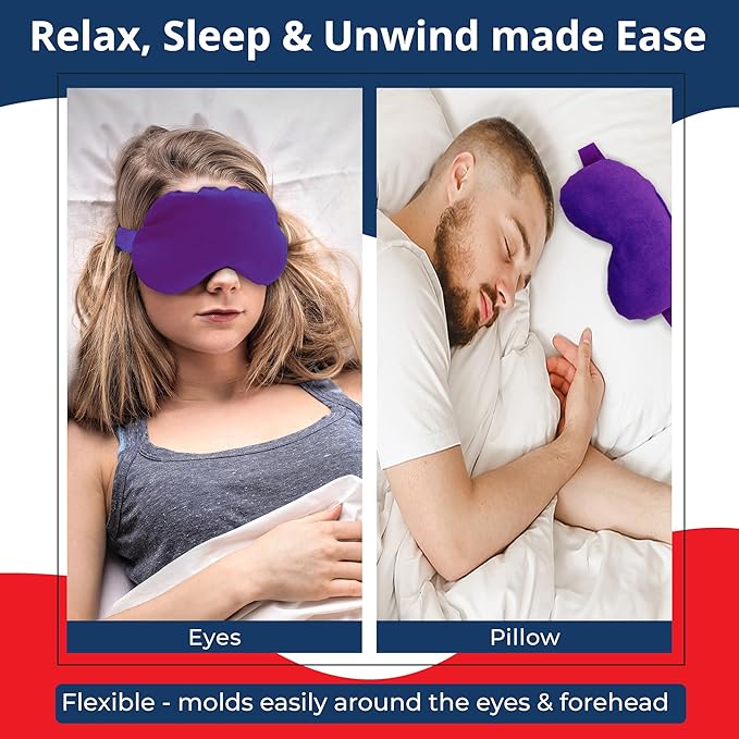 Lavender Lavender Eye Mask Pillow - Weighted Eye Mask for Relaxation, Yoga and Stress Relief - Cold Therapy Lavender Eye Masks for Women, Men - 1 Eye Mask Purple