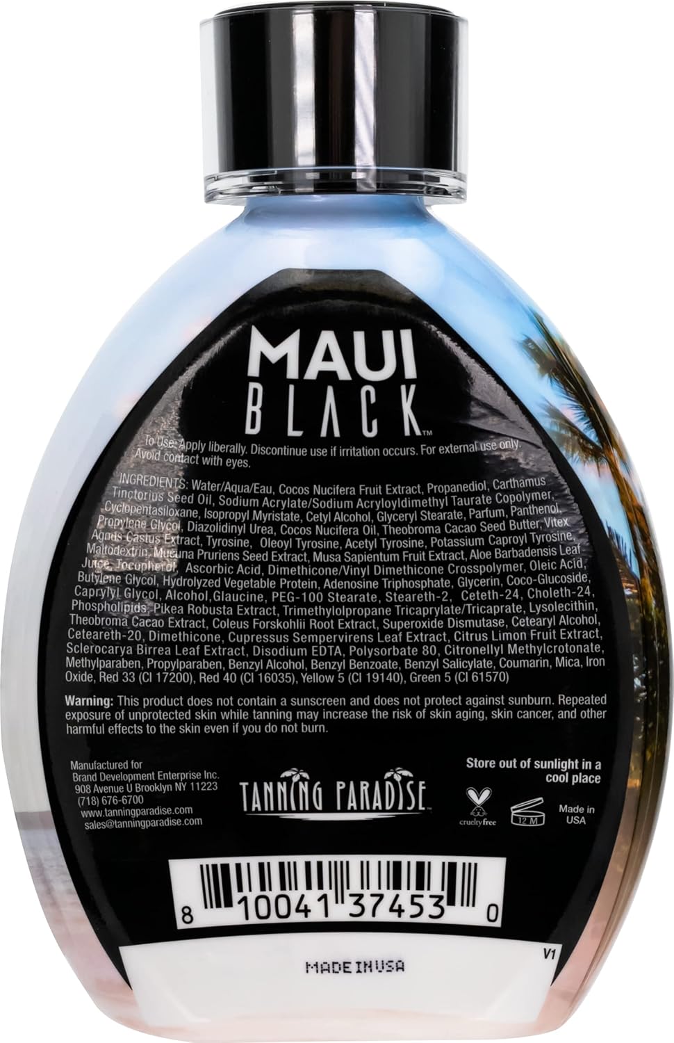Tanning Paradise Maui Black TanningLotion Instant Dark Tanning Lotion Natural Tan Lotion with Coconut Oil and Aloe Hydration Boost and Tattoo Protection 13.5oz