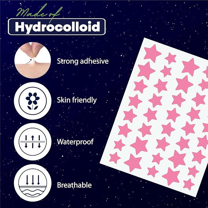 Star Pimple Patches for Face β Hydrocolloid Acne Patches for Quick Zit Relief And Blemishes, Invisible Spot Stickers That Stay All Night, Gentle for All Skin Types, Oil-Free (80 Count)