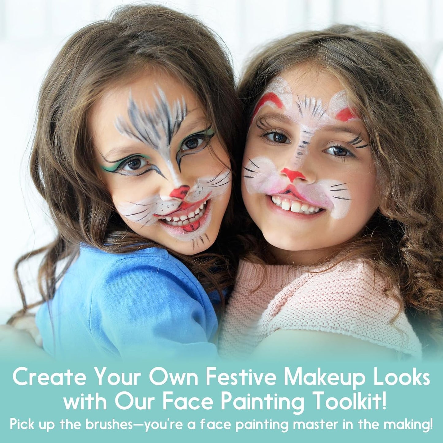 61-Piece Deluxe Face Painting brushes and Stencils Kit - Safe Non-Toxic face paint Stencils Set with 10 Pro Brushes, 8 sponges, 31 Reusable Stencils, 8 Stencils&More - For Carnival, Halloween&Parties