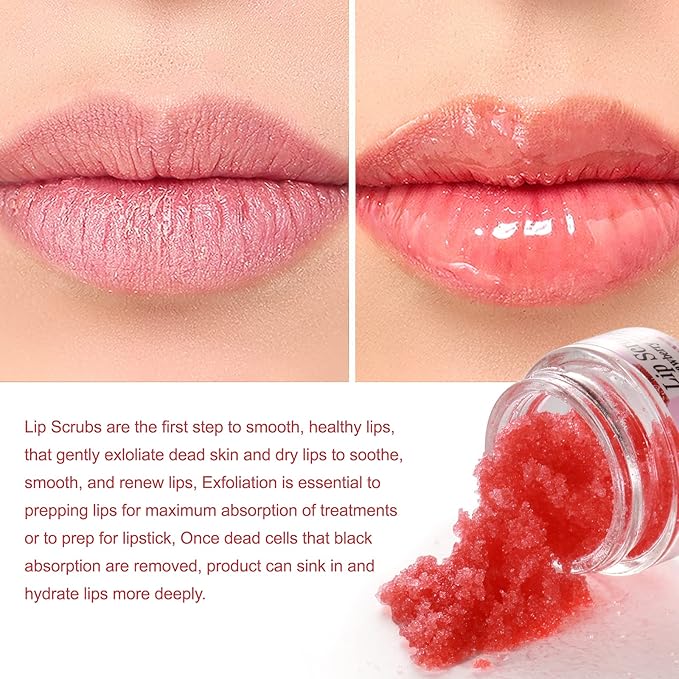 Lip Scrub, Exfoliator Moisturizer Lip Sugar Scrub Moisturizing Collagen Lip Balm Mask Night Sleep Lip Mask Effectively Moisturizes And Repairs Dry Lips Lip Treatment - Strawberry