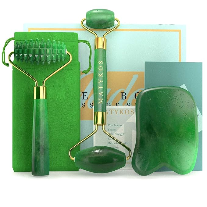 Complete Skincare Routine - Under Eye and Forehead 24K Gold Patches, 3 in 1 Jade Kit and Under Eye and Forehead Caviar Patches