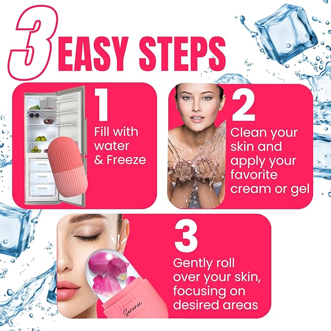 Ice Cube Roller for Face, Eyes & Neck β Silicone Ice Face Roller for Puffiness, Redness, Migraines & Eye Bags β Skin Tightening, Rejuvenation & Cryotherapy Massage Tool for Beauty & Skincare