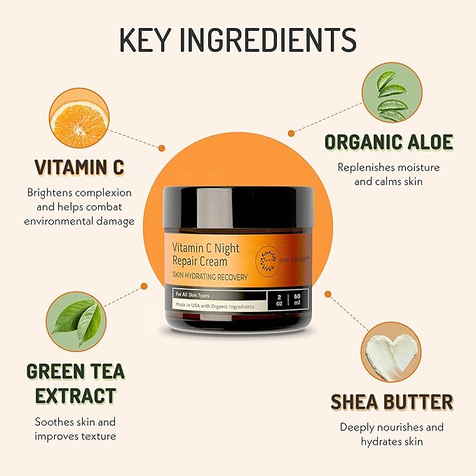 Eve Hansen Day & Night Radiance Bundle – Vitamin C & Hyaluronic Acid Creams – Hydrating, Anti-Aging Moisturizers for Face & Neck – Non-Greasy & Suitable for All Skin Types