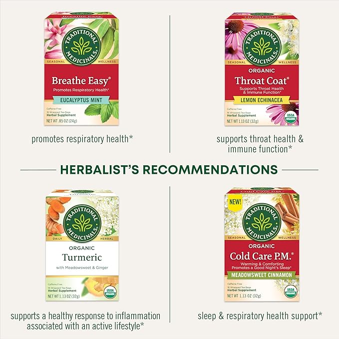 Traditional Medicinals Tea, Organic Echinacea Plus Elderberry, Boosts the Immune System, 16 Tea Bags