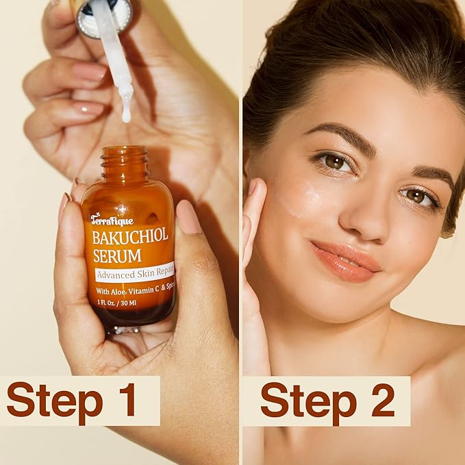 Bakuchiol Retinol Serum for Face - Retinol Alternative - Hydrating and Moisturizing - Anti Aging - Also Contains Aloe, Witch Hazel, Centella, Spirulina - 1 Fl. Oz. - Pack of 2