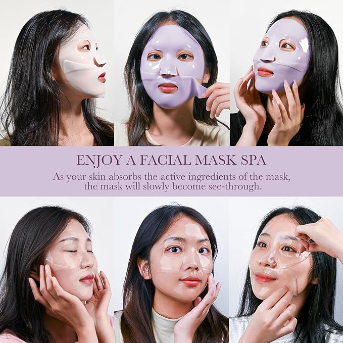 Deep Bio-Collagen Real Mask 34g*6ea, Facial Hydrogel Masks with Low Molecular Weight Collagen, Hydrating Overnight Mask for Moisturizing, Pore Minimizing, Firming, Elasticity, Wrinkle, Easily Absorbed