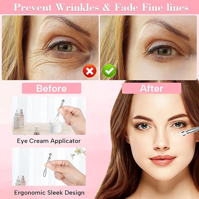 2 Pairs Under Eye Patches Eye Mask Silicone - Reusable Eye Patches Eye Wrinkle Patches, Plump Fine to Reduce Lines & Wrinkles, with Eye Cream Applicator, Tin Case