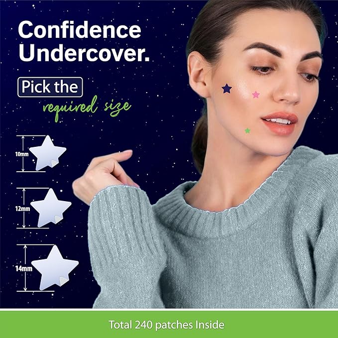 Star Pimple Patches for Face β Hydrocolloid Acne Patches for Quick Zit Relief And Blemishes, Invisible Spot Stickers That Stay All Night, Gentle for All Skin Types, Oil-Free (80 Count)