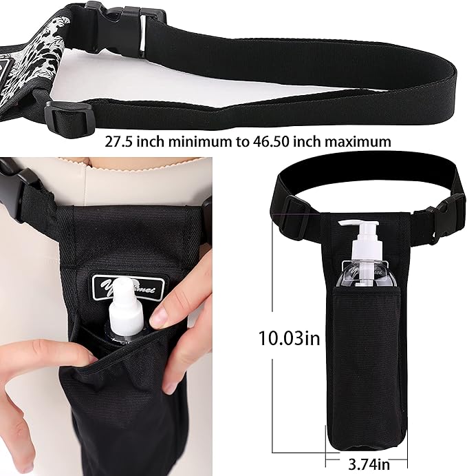 Massage Bottle Bag Massage Therapist Holster Massage Lotion Holster Massage Oil Holster(YR-1KD-Black)