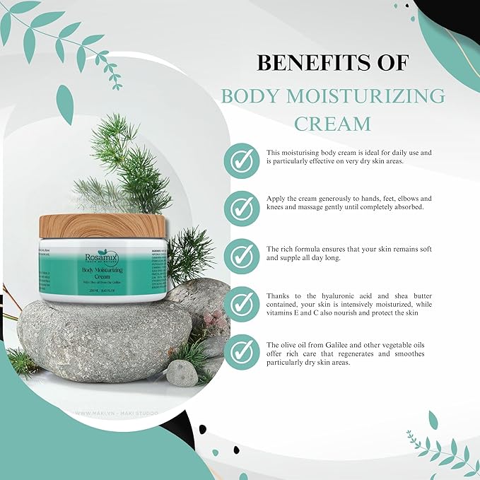 Moisturizing Body Cream – Deep Hydration with Shea Butter and Hyaluronic Acid – Non-Greasy Moisturizer for Dry Skin