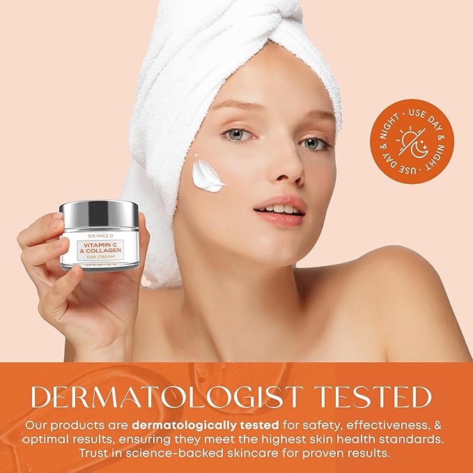 Vitamin C & Collagen Daily Face Moisturizer - Dermatologist Tested,Tightening, Brightening - Anti-Aging, Clean Beauty, Cruelty-Free Korean Skincare, All Skin Types - 1.69 Fl oz (2-Pack)