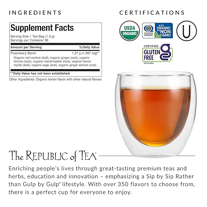 The Republic of Tea — Organic Get Throat Aid Herb Tea Refill Bag, 250 Tea Bags, Naturally Caffeine Free Be Well Tea