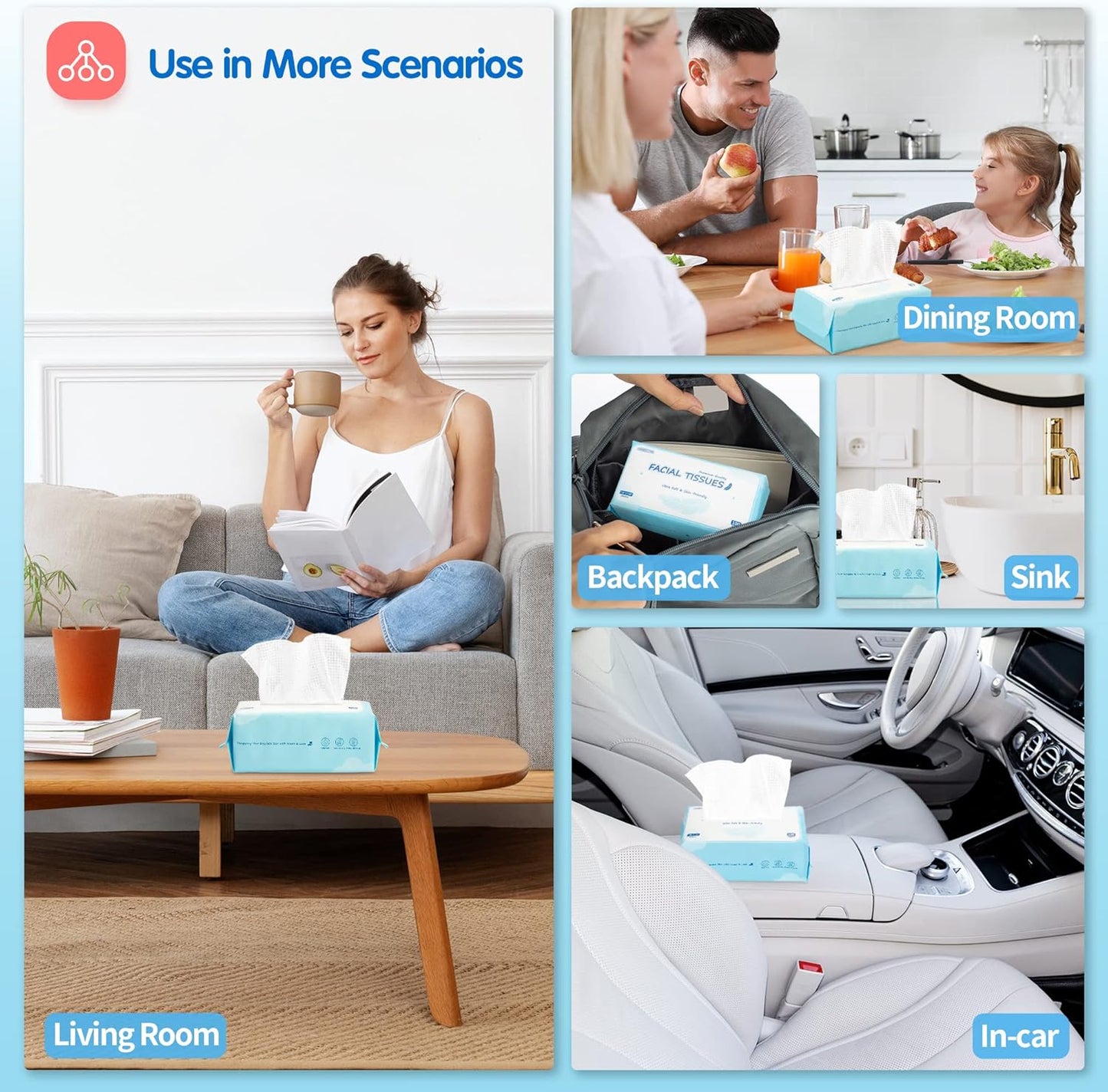 HOMERHYME Facial Towel, 600 Count Face Wipes Makeup Remover Cloth, Bulk Disposable Biodegradable Ultra-Soft & Lint-Free, Unscented All-purpose Washcloth for Travel, Skincare & Personal Cleansing