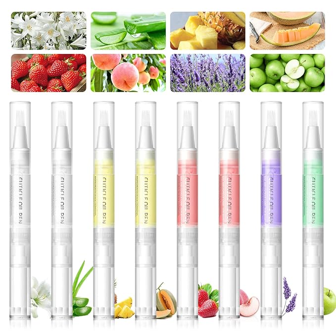 COSCELIA 8pcs Cuticle Oil for Nails Cuticle Oil Pen Bulk for Nail Care Gel Polish Softener and Strengthener Natural Moist Gel Nail Nourishment Treatment Manicure Tools DIY Gifts for Women