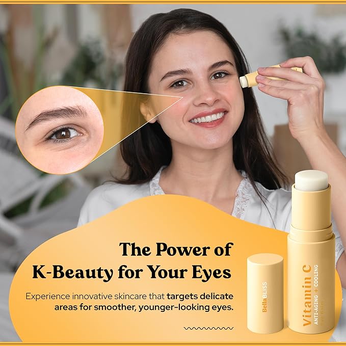 BellaBLISS Vitamin C Eye Balm Stick ā Lightweight Under Eye Cream for Puffiness, Dark Circles & Wrinkles ā Made in Korea ā 0.35 oz / 10 g ā Pack of 1