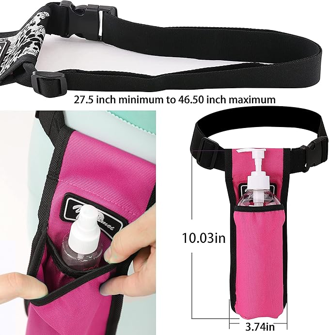 Massage Bottle Bag Massage Therapist Holster Massage Lotion Holster Massage Oil Holster(YR-1KD-Rose Red)