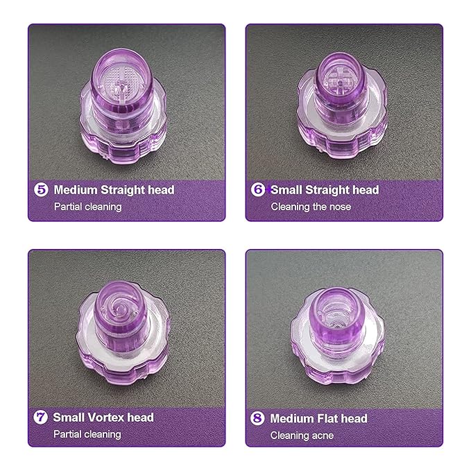 Elitzia Plastic Dermabrasion Microderma Heads Facial Aqua Peel Tips Water Peeling Caps Facial Care Skin Cleaning Tool Beauty Machine Replacement Spare Parts 8pcs Per Set (Lilac)