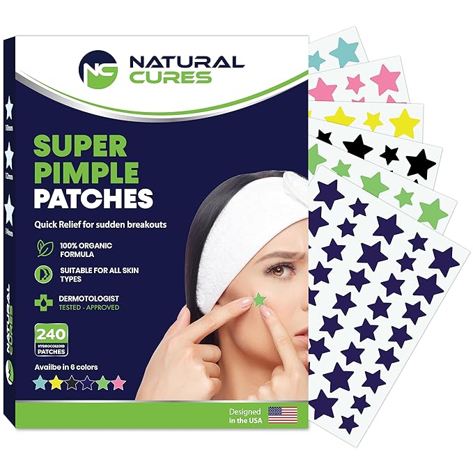 Star Pimple Patches for Face β Hydrocolloid Acne Patches for Quick Zit Relief and Blemishes, Invisible Spot Stickers That Stay All Night, Gentle for All Skin Types, Oil-Free (240 Count)