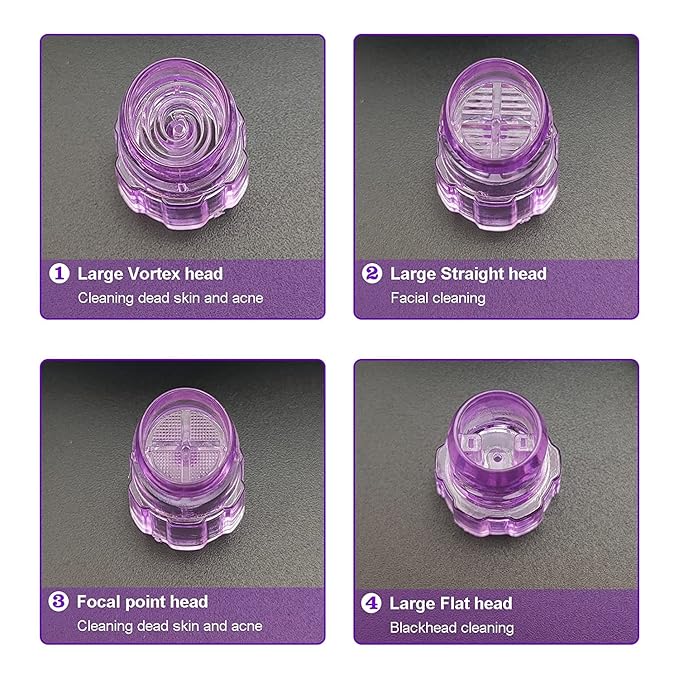 Elitzia Plastic Dermabrasion Microderma Heads Facial Aqua Peel Tips Water Peeling Caps Facial Care Skin Cleaning Tool Beauty Machine Replacement Spare Parts 8pcs Per Set (Lilac)