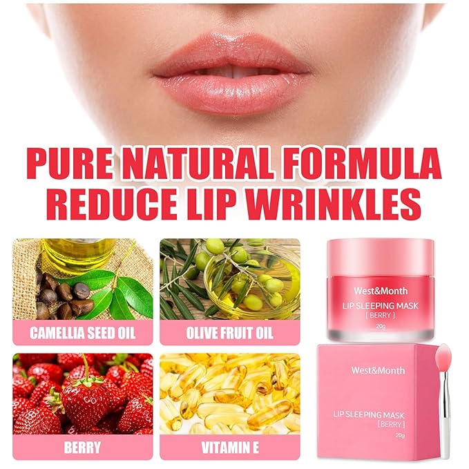 2PcsLip Sleeping Mask: Nourish, Hydrate, Vitamin C, Antioxidants, Flaky, and Night Repair Lip Balm for Chapped Cracked Dry Lips, Nourishing & Hydrating Lip Mask, 0.7 oz.