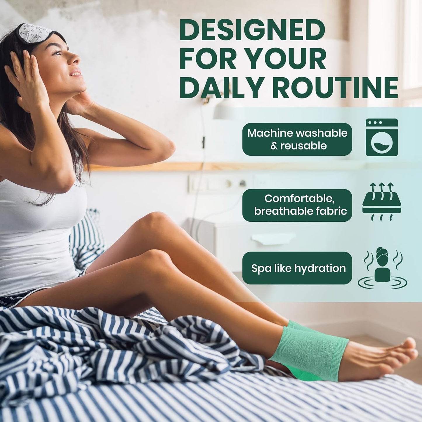 Moisturizing Heel Socks for Cracked Heels - Gel Socks for Dry Cracked Feet Repair - Silicone Socks for Women’s Foot Treatment & Overnight Hydration (Beige, 2-Pair)