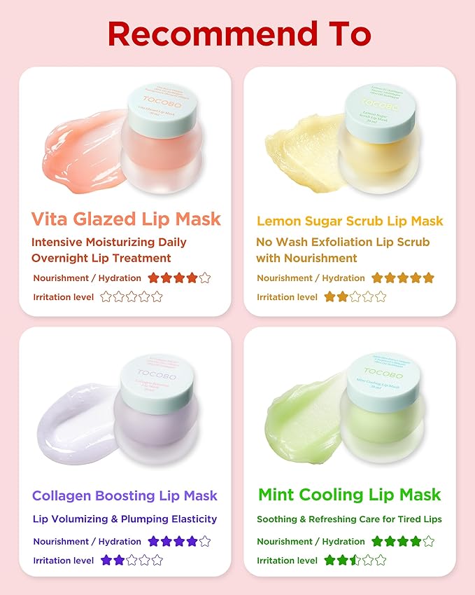 TOCOBO Collagen Boosting Lip Mask – Korean Overnight Lip Plumper Treatment with Fermented Collagen, Olive Oil & Lavender – Hydrating, Plumping, Exfoliating Balm for Smooth, Elastic Lips, 0.5 oz.