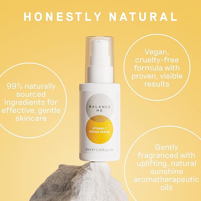 Balance Me Vitamin C Repair Serum, With Hyaluronic Acid, Reduce Age Spots & Hyperpigmentation, Anti-Ageing & Hydrating Face Serum – 100% Natural, Vegan & Cruelty Free, Made in UK, 1.01 Fl Oz