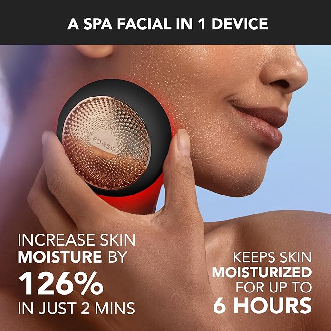 FOREO UFO 3 Deep Face Moisturiser - 5-in-1 Facial Spa - Red Light, Warming, Cooling, Massage, Anti Aging - Face Mask Skin Care - Black