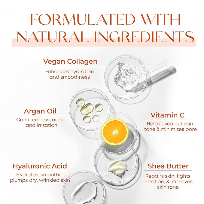 Vitamin C & Collagen Daily Face Moisturizer - Dermatologist Tested,Tightening, Brightening - Anti-Aging, Clean Beauty, Cruelty-Free Korean Skincare, All Skin Types - 1.69 Fl oz (2-Pack)