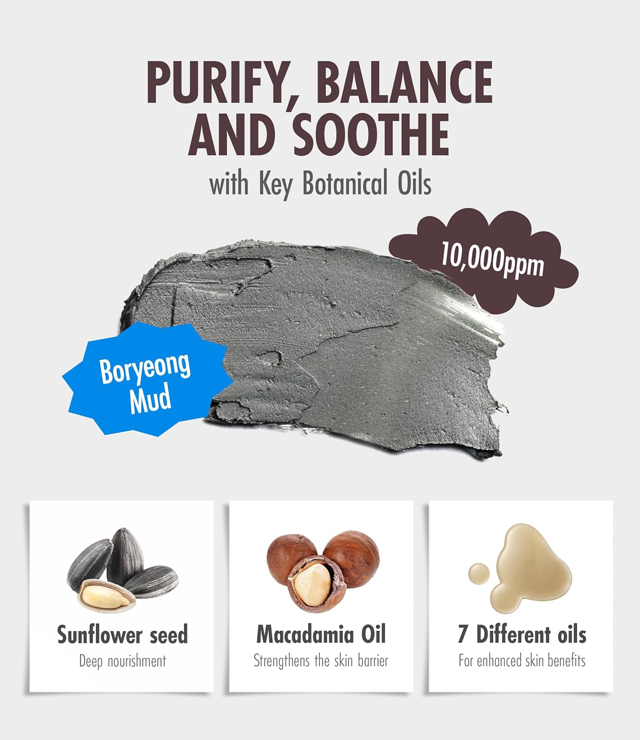 BRMUD Deep Melting Mud Pore Cleansing Oil - Gentle Make Up Facial Oil Cleanser with Boryeong Mud, Sunflower Seed & 7 Fermented Oils - Vegan & Non-Comedogenic Korean Skincare (6.76 fl oz)