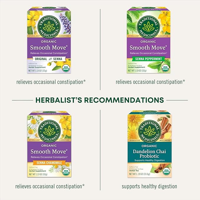 Traditional Medicinals Smooth Move Senna Laxative Capsules, Natural Herbal Constipation Relief, 50 Capsules (Pack of 2)
