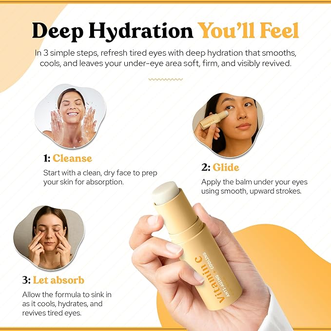 BellaBLISS Vitamin C Eye Balm Stick ā Lightweight Under Eye Cream for Puffiness, Dark Circles & Wrinkles ā Made in Korea ā 0.35 oz / 10 g ā Pack of 1