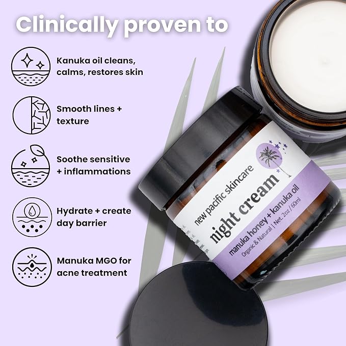 Save 5%: Organic Manuka Honey + Bee Venom Day and Night Cream Duo | Bee Venom Skin Treatment | Manuka Honey Skincare | 2oz/60ml