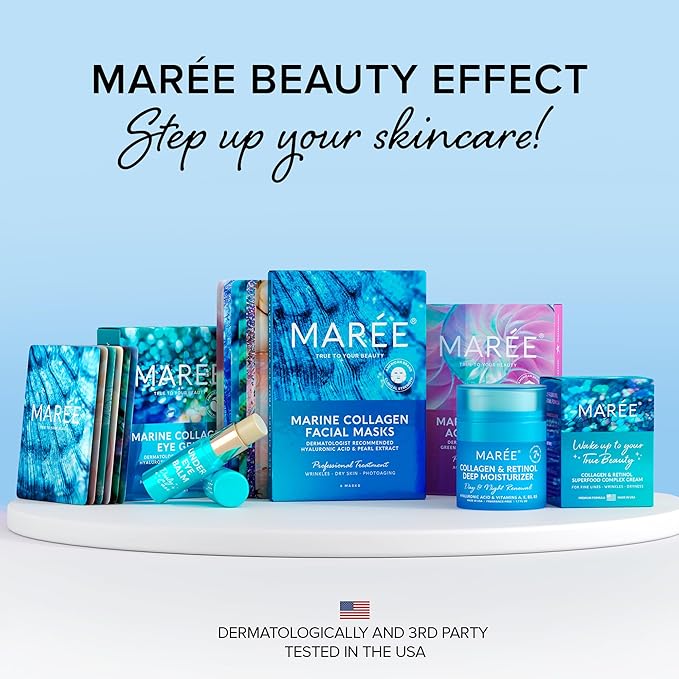 MAREE Eye Gels 2 PACK - Under Eye Patches for Puffy Eyes and Dark Circles with Natural Marine Collagen & Hyaluronic Acid - Anti-Aging Masks for Face to Soothe Puffiness