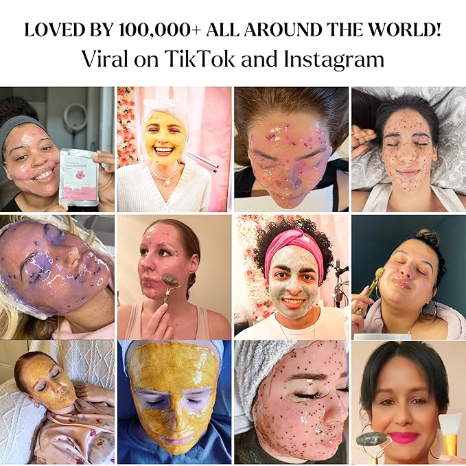 VogueNow Jelly Face Mask for Facials - 24K Gold + Lavender + Hyaluronic Acid (Pack of 3) - Hydrating Brightening & Nourishing - Free Jade Roller & Spatula - Professional Hydrojelly Masks - 69 Oz Jar