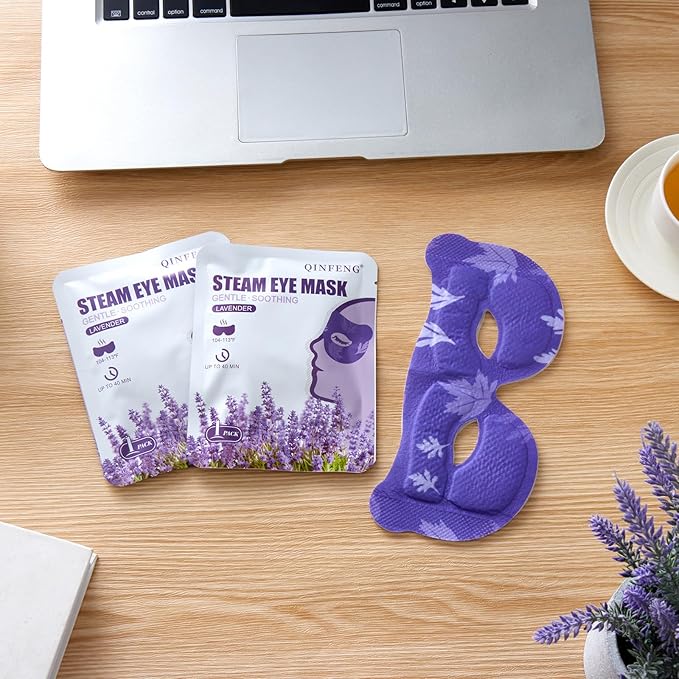 18 Packs Steam Eye Mask for Dry Eyes Eye Self Heating Mask Disposable SPA Warm Eye Compress Sleep Mask Womens Gifts for Christmas (Lavender-Hollow)