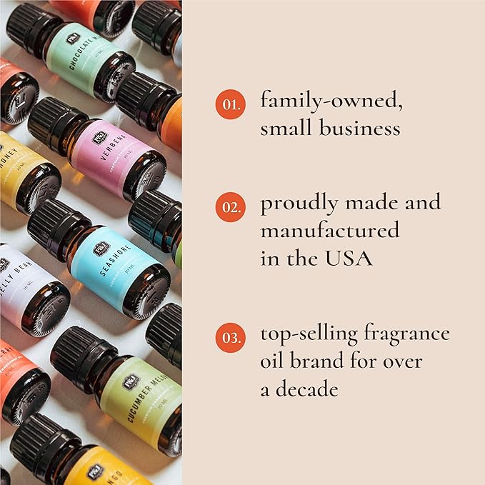 P&J Fragrance Oil Holiday Set | Mistletoe, Candy Cane, Wintermint, Apple Cider, Cranberry, and Forest Pine Candle Scents for Candle Making, Freshie Soap Making Supplies, Diffuser Oil Scents