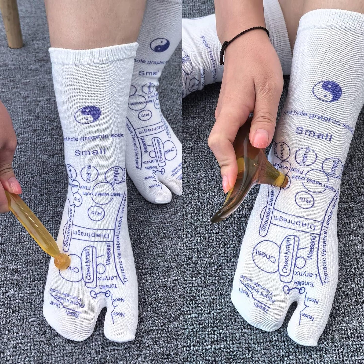 Acupressure Reflexology Socks Physiotherapy Massage Relieve Tired Feet Reflexology Socks with Massage Tools for Women and Men (Men)