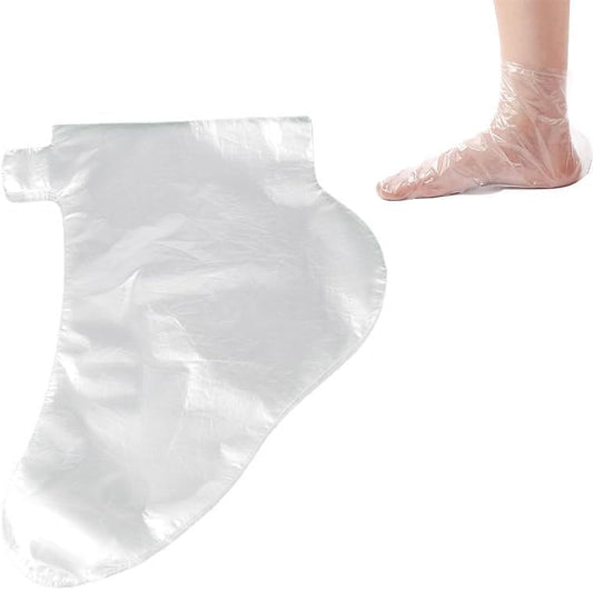 Paraffin Bath Liners for Feet 300PCS – Disposable Waterproof Foot Liners with Adhesive Stickers, Plastic Bags for Paraffin Wax Bath, Moisturizing Foot Care, Spa Pedicure, Home and Salon Use