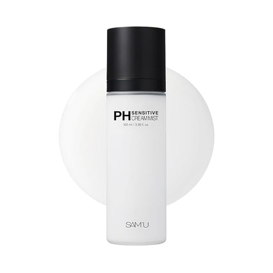 SAM'U PH Sensitive Cream Mist, Centella Face Mist, Hypoallergenic Facial Spray with Hyaluronic Acid & Ceramide, Hydrating & Quick Absorbing, Korean Skin Care for Dry & Sensitive Skin, 3.38 Fl. Oz