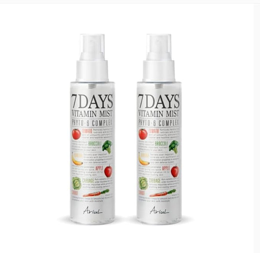 Ariul 7 Days Vitamin Mist - 4 in 1 Hydrating Face Mist, Makeup Setting Spray & Facial Toner, Perfect Makeup Finish Spray for Dewy Look, Suitable for All Skin Types (5.07 Fl.Oz) (Pack of 2)