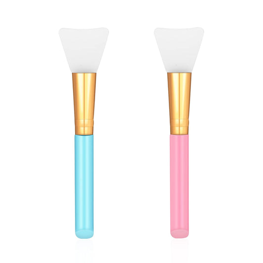 2 PCS Silicone Face Mask Brushes, Facial Mud Mask Beauty Tool Applicator Brush Soft Hairless Body Lotion Moisturizers Applicator Sector Brush Makeup Tools For Women Girls (Black+Blue)