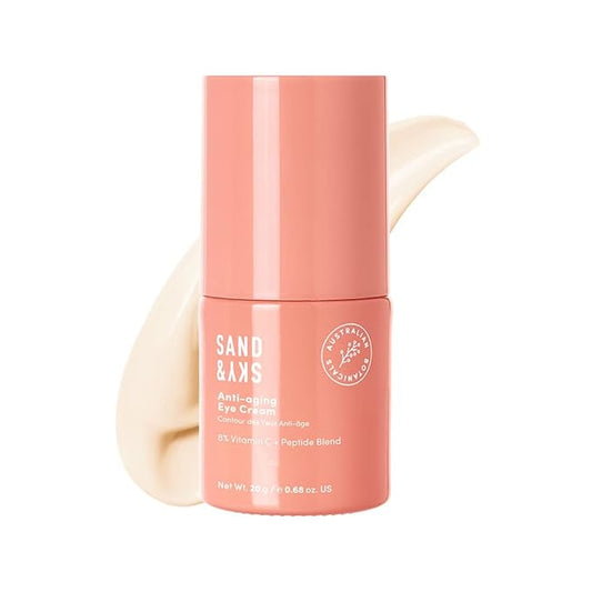 Sand & Sky Australian Essentials Anti-Aging Eye Cream with Peptides & Vitamin C - Under-Eye Brightening Formula, Reduces Dark Circles & Puffiness